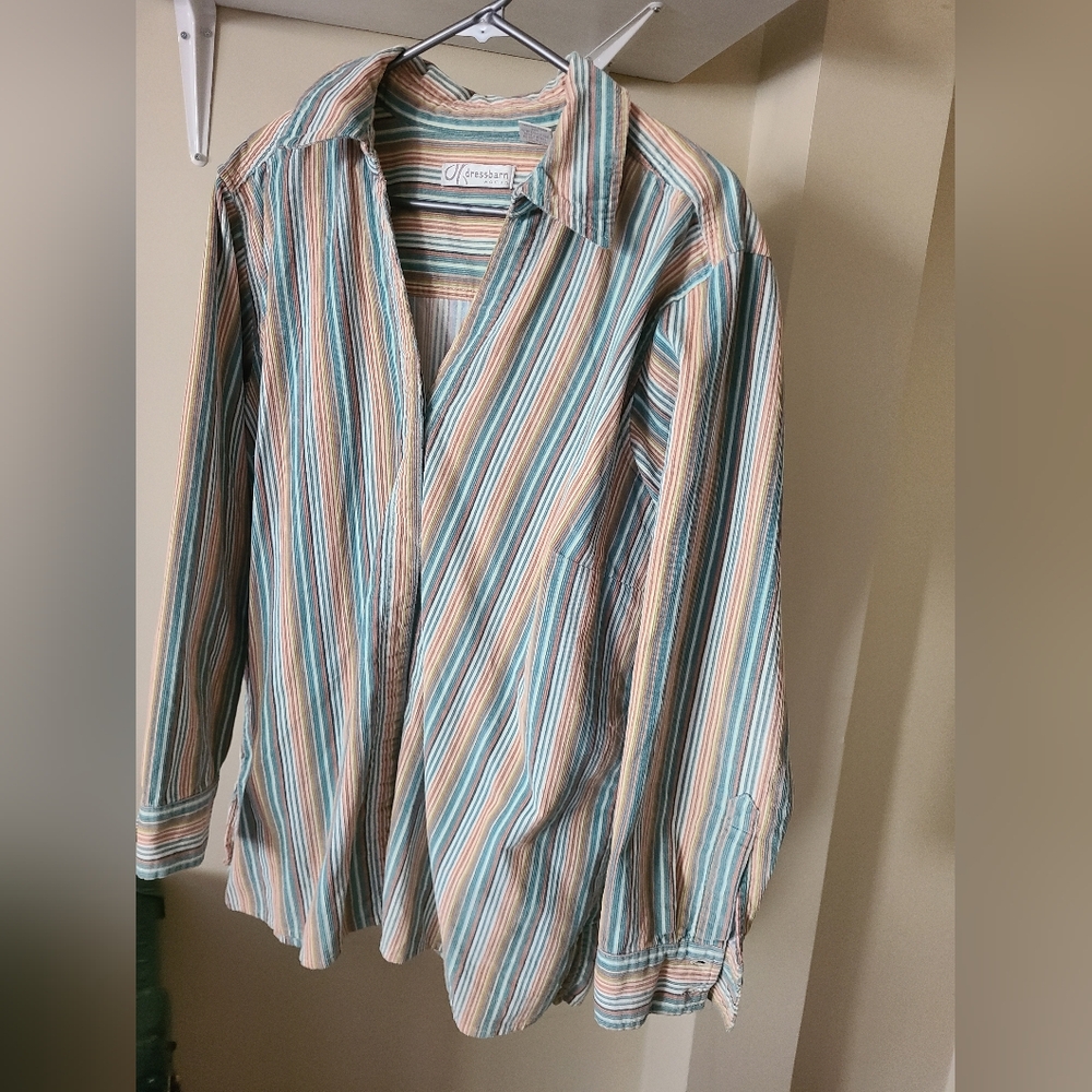 Vintage Corduroy Striped Button-Up Shirt